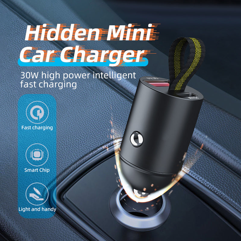 90W Car Charger Fast Charger Mini Metal Car Charger PD30W Fast Charging Hidden Mini Car Charger QC3.0 Car Charger