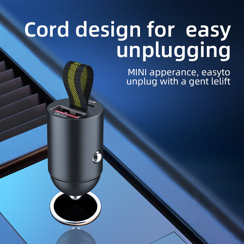 90W Car Charger Fast Charger Mini Metal Car Charger PD30W Fast Charging Hidden Mini Car Charger QC3.0 Car Charger
