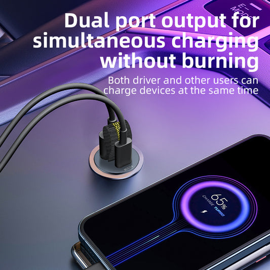 90W Car Charger Fast Charger Mini Metal Car Charger PD30W Fast Charging Hidden Mini Car Charger QC3.0 Car Charger